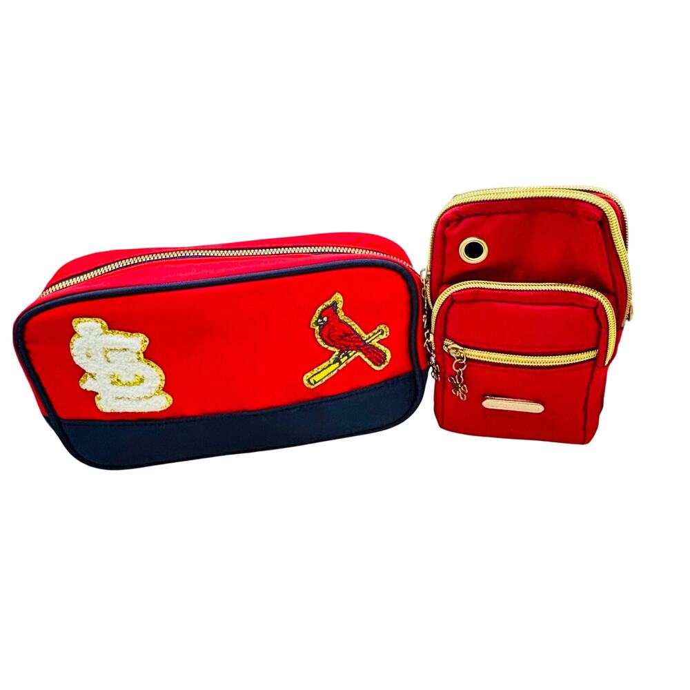 Cardinals zipper toiletry  travel cosmetic bag pouch trip & phone belt case